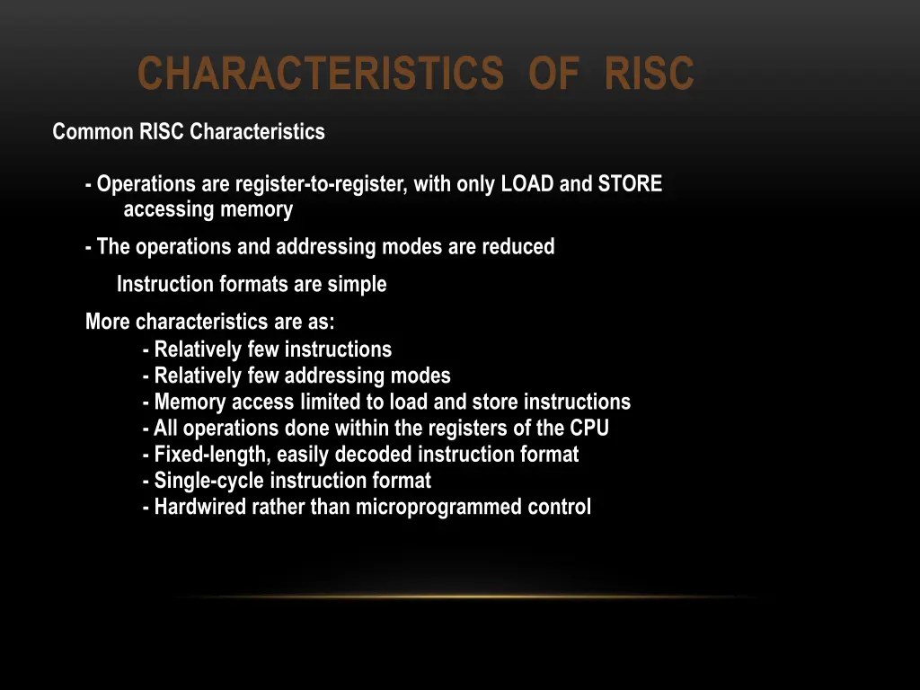 characteristics of risc