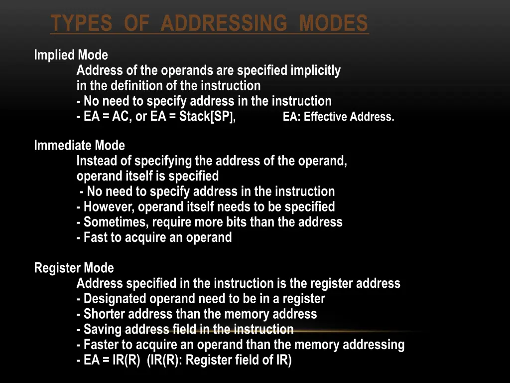 types of addressing modes