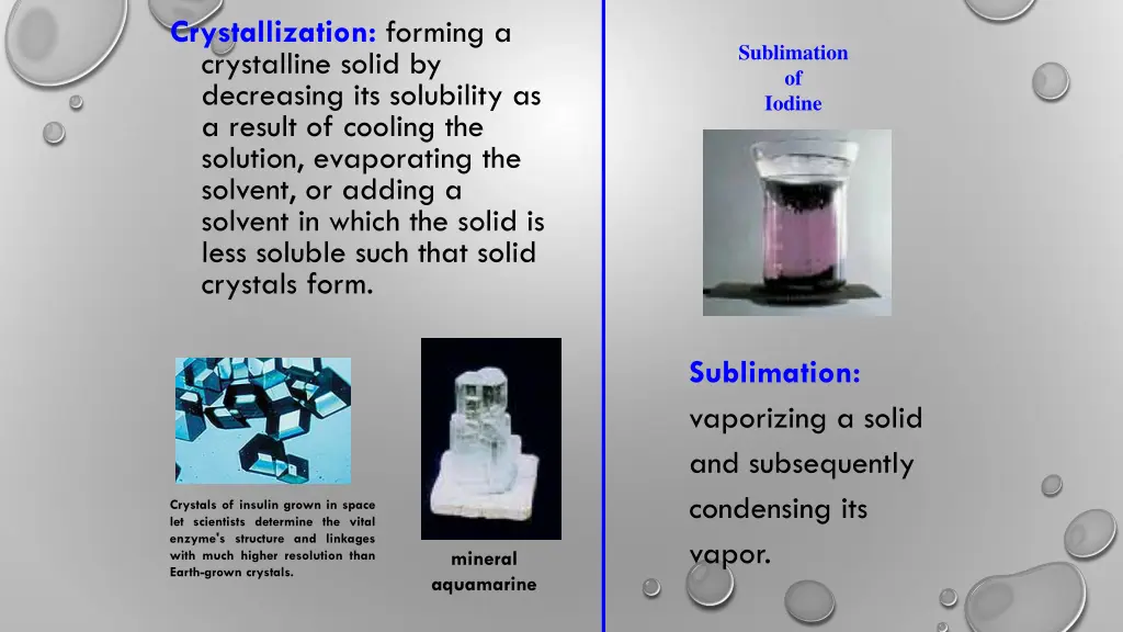 crystallization forming a crystalline solid