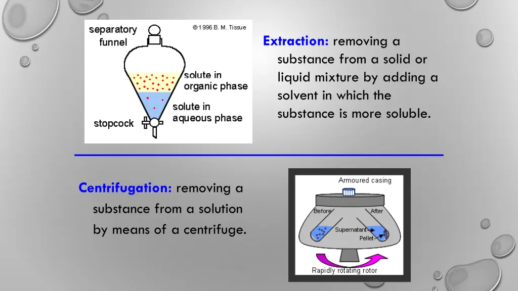 extraction removing a substance from a solid