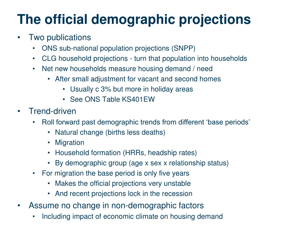 the official demographic projections