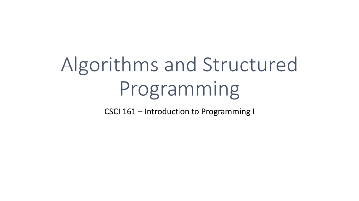 algorithms and structured programming