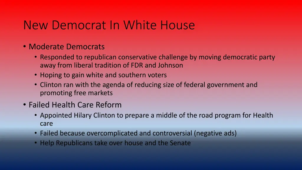 new democrat in white house