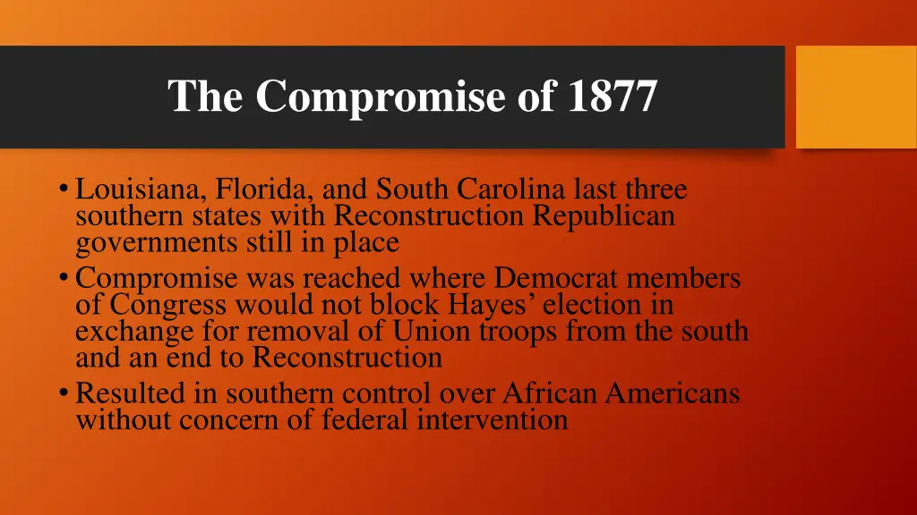 the compromise of 1877 1