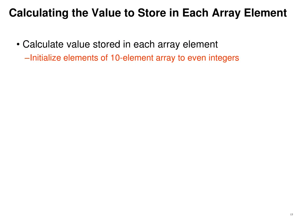 calculating the value to store in each array