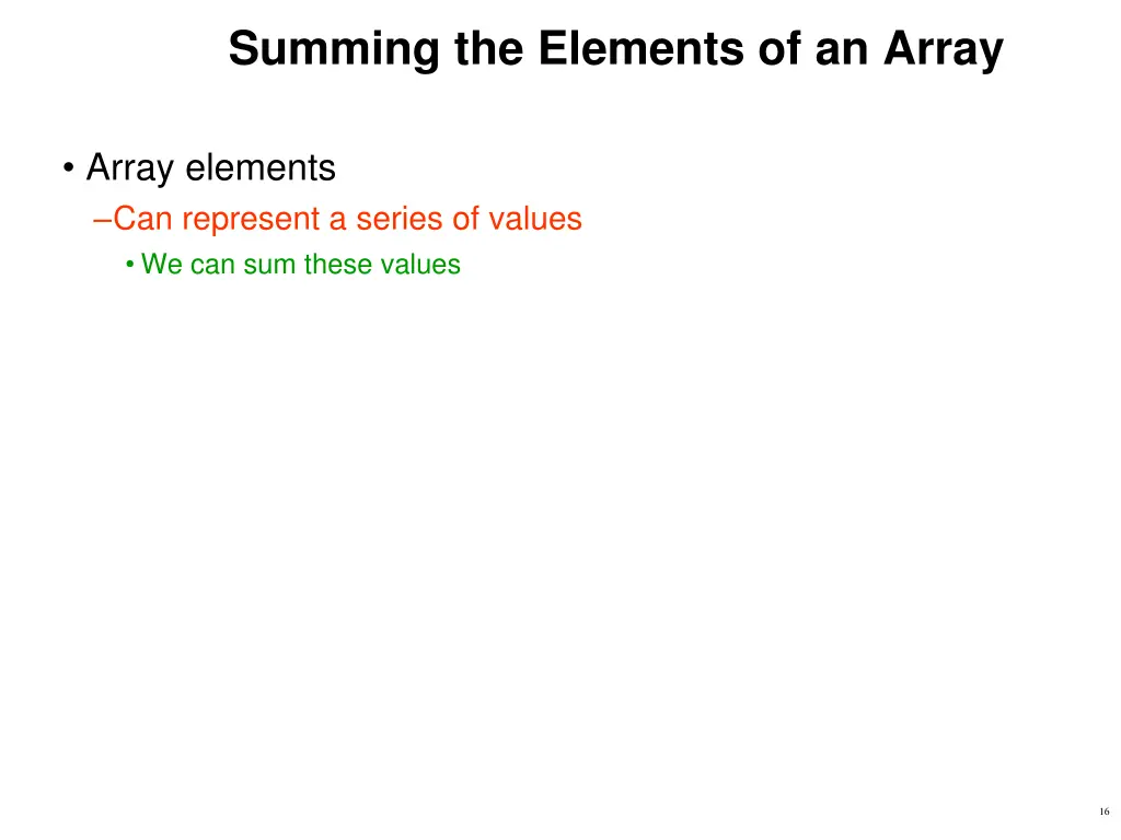 summing the elements of an array