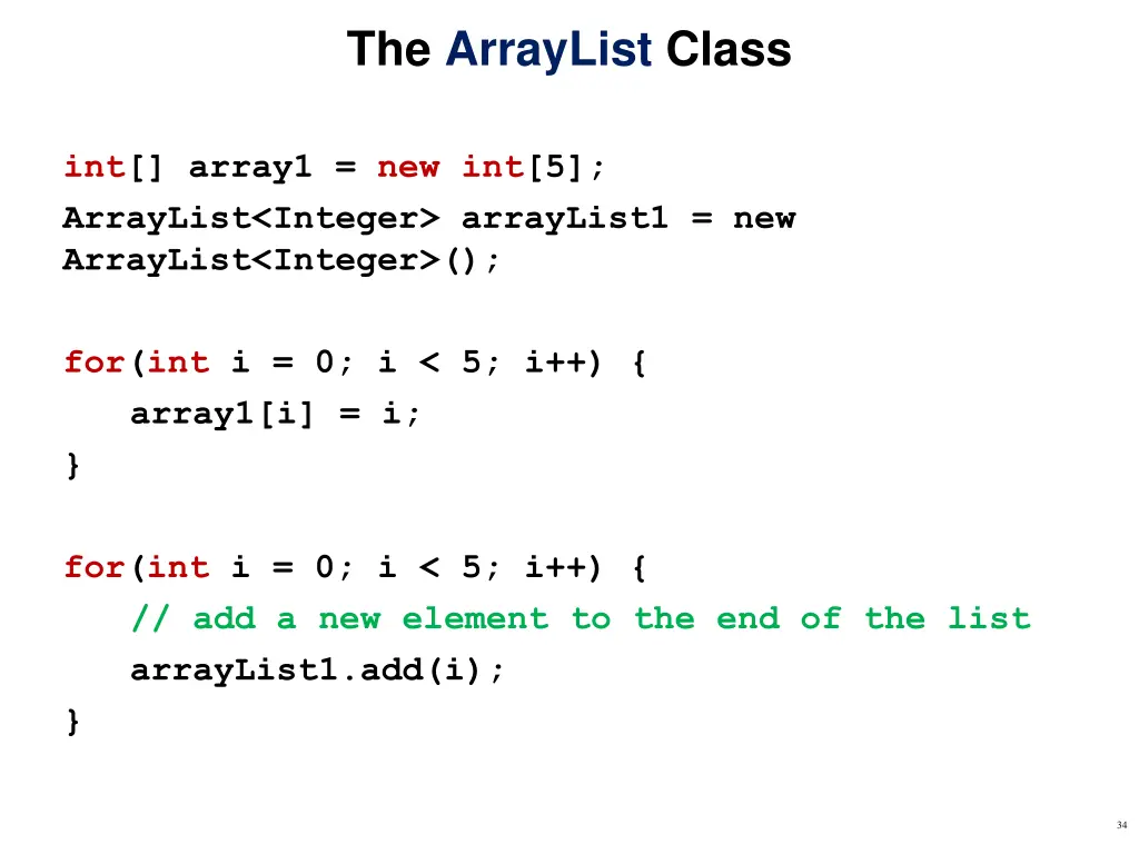 the arraylist class 1