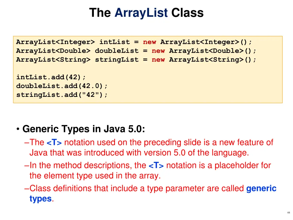 the arraylist class 11