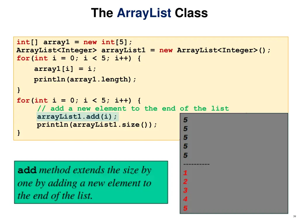 the arraylist class 6