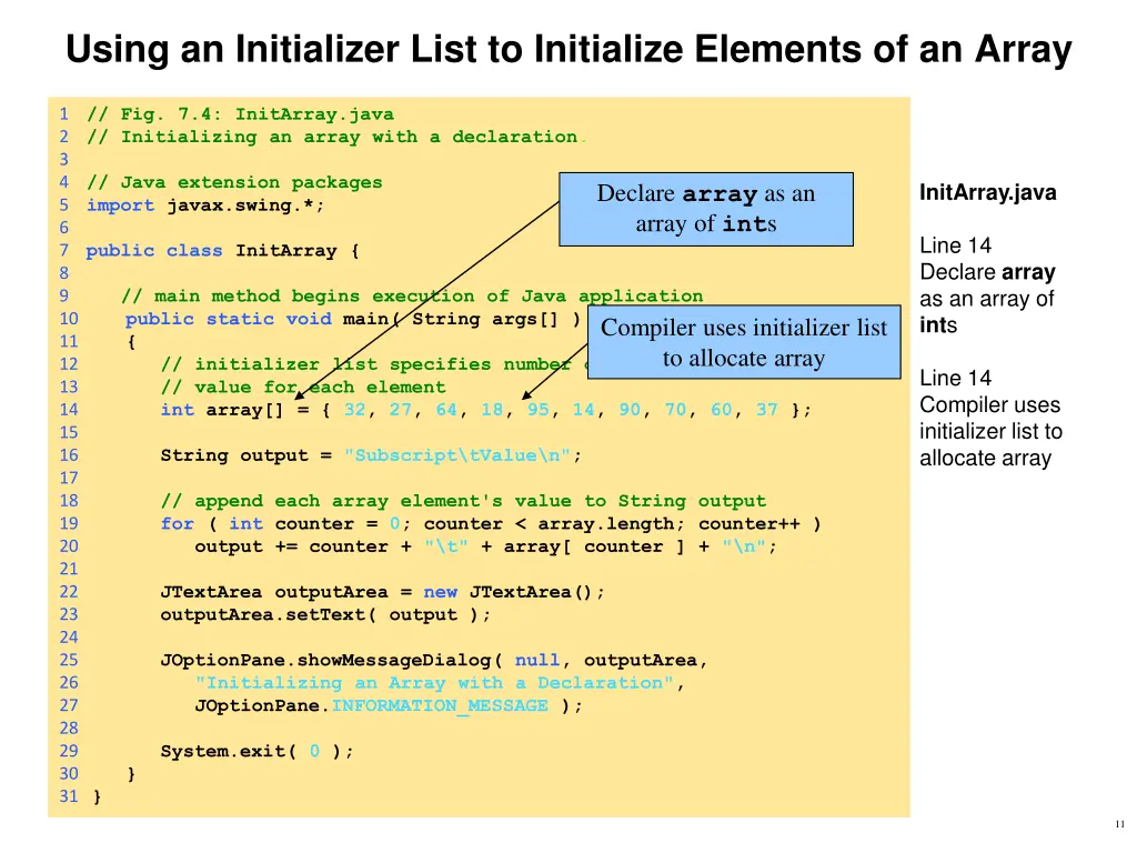 using an initializer list to initialize elements 1
