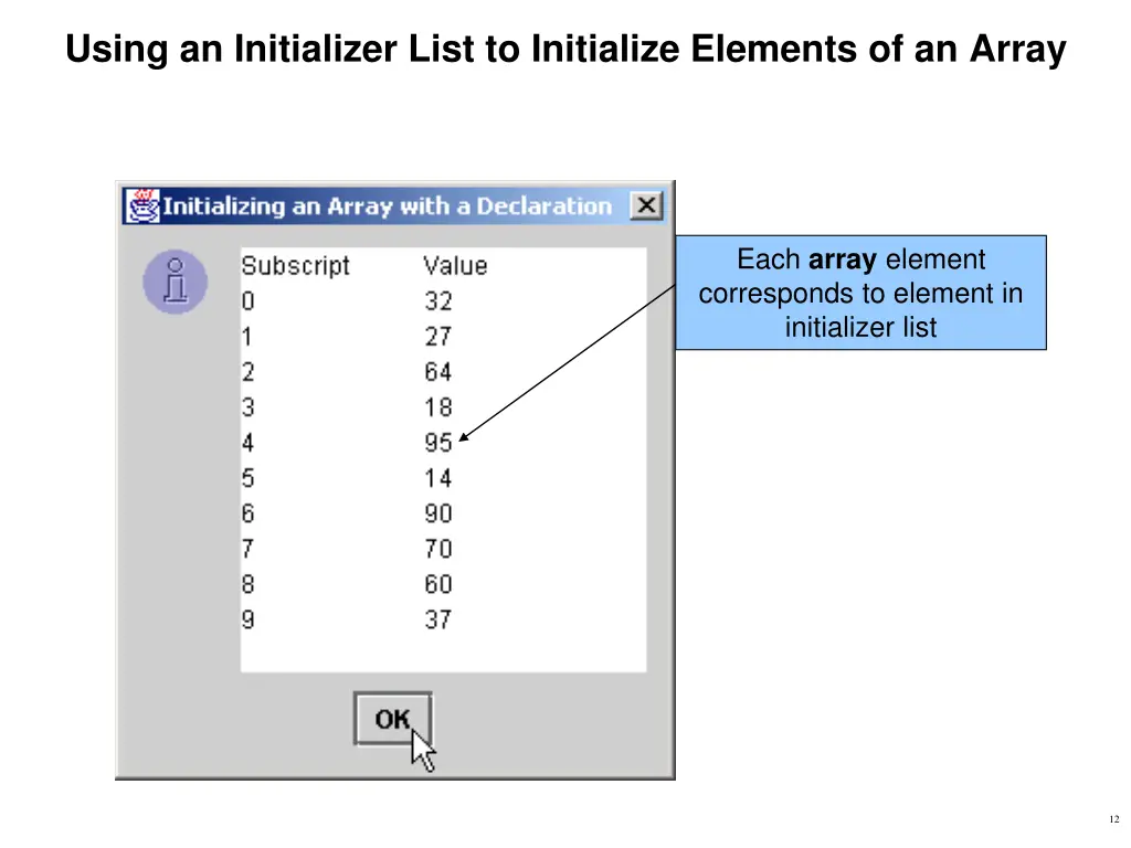 using an initializer list to initialize elements 2