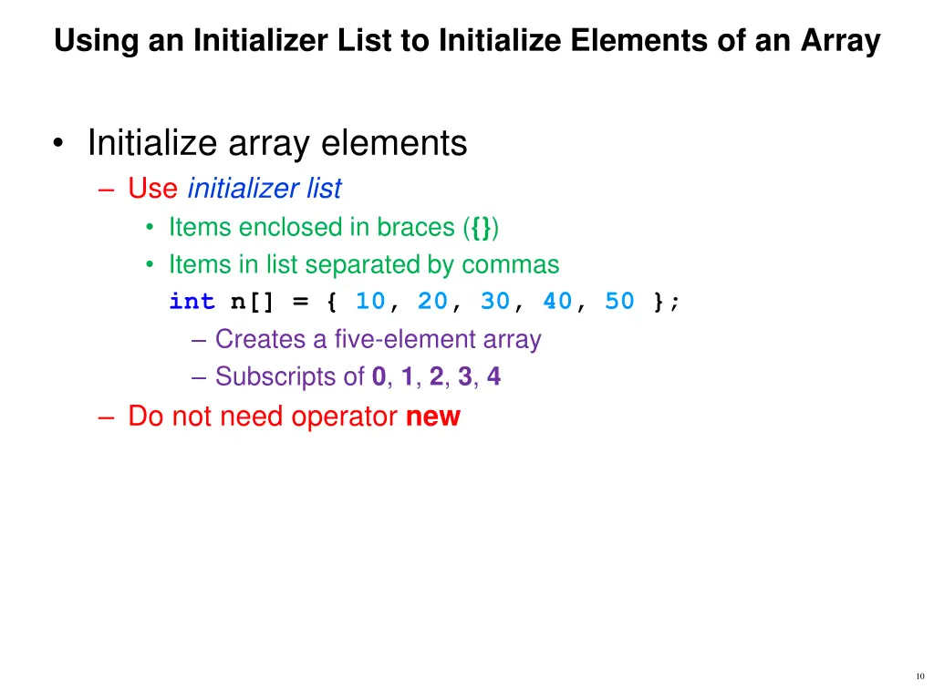 using an initializer list to initialize elements