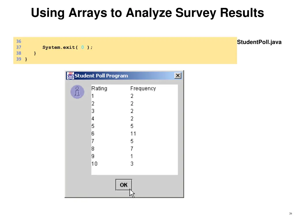 using arrays to analyze survey results 1