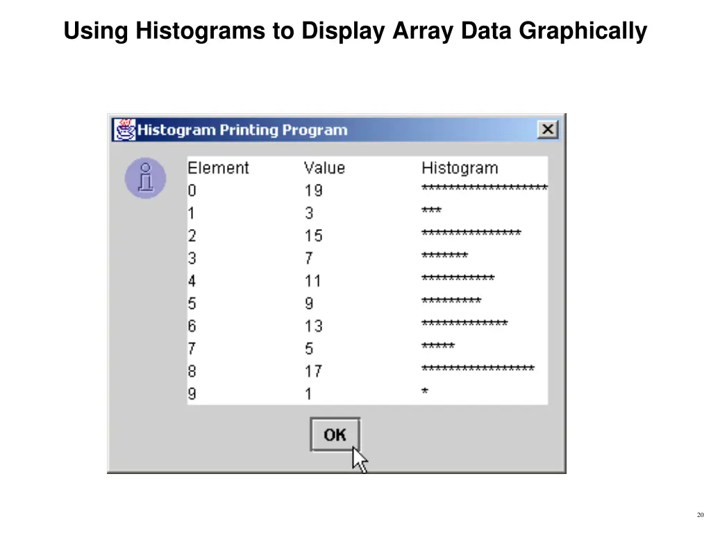 using histograms to display array data graphically 1