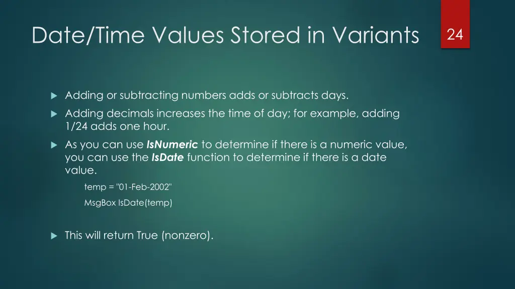 date time values stored in variants 1