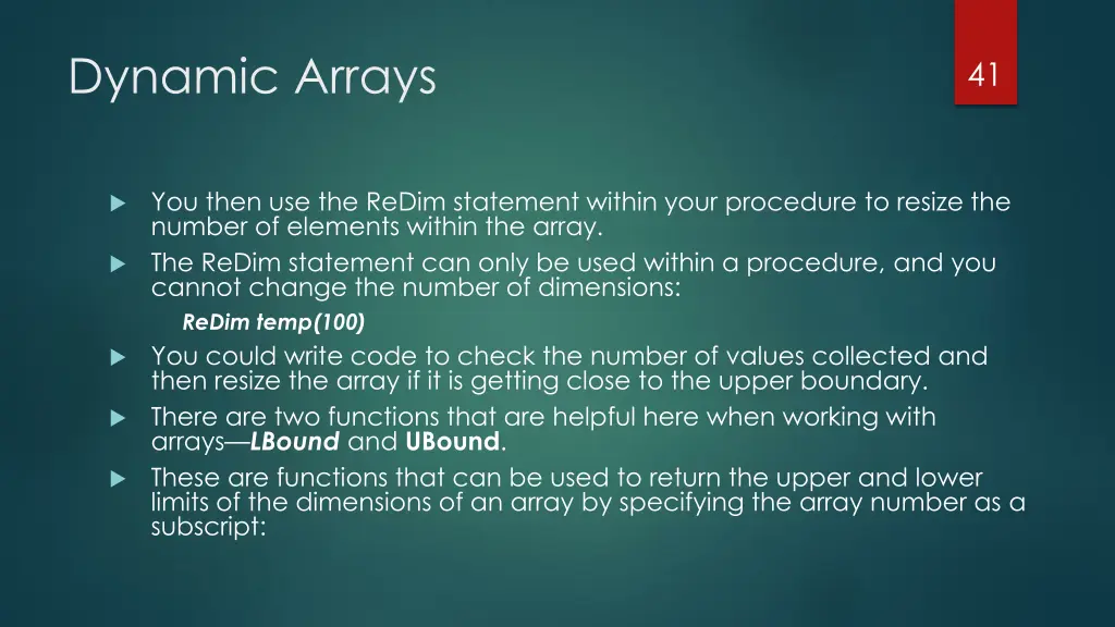 dynamic arrays 1