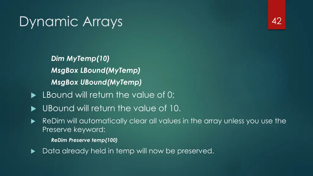 dynamic arrays 2