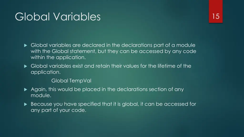 global variables