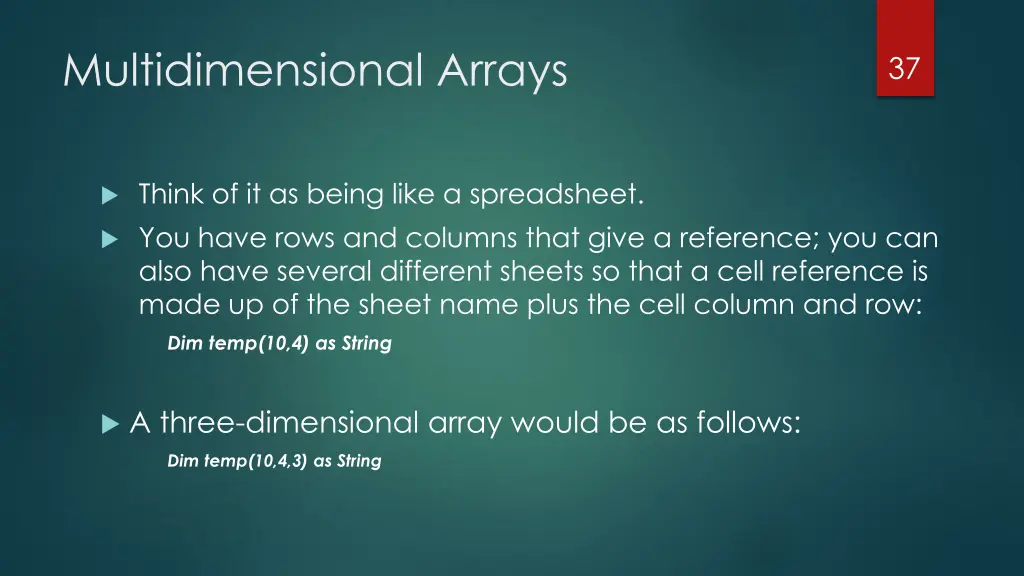 multidimensional arrays