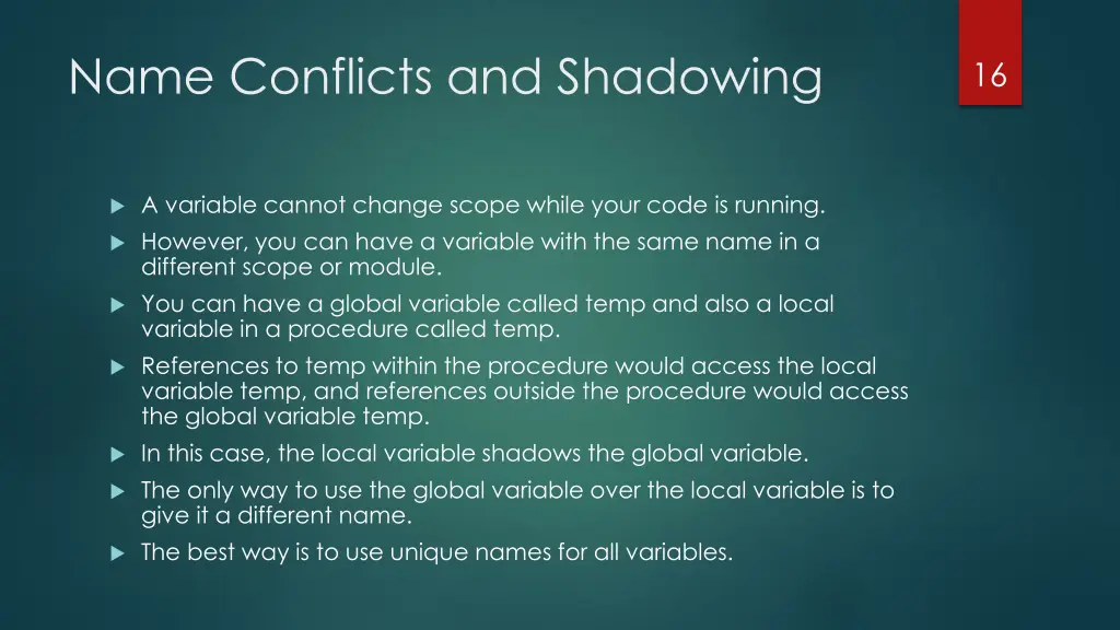 name conflicts and shadowing