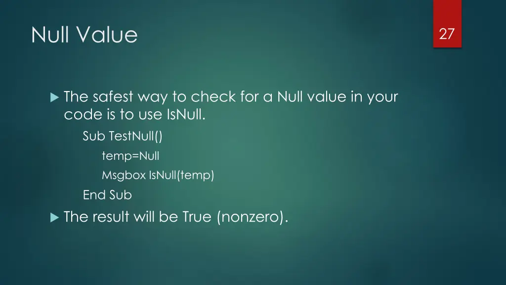 null value 1