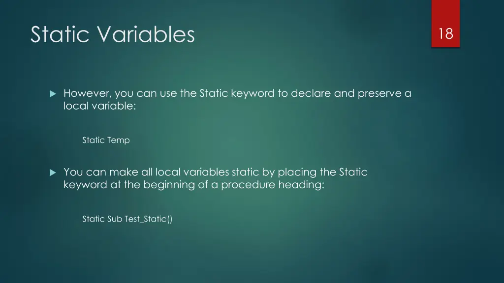 static variables 1