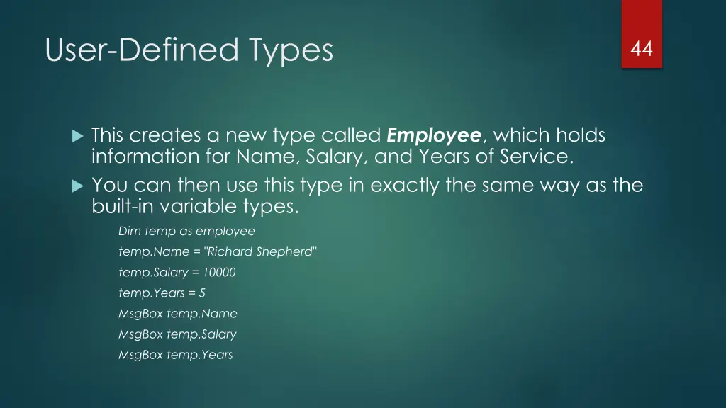 user defined types 1