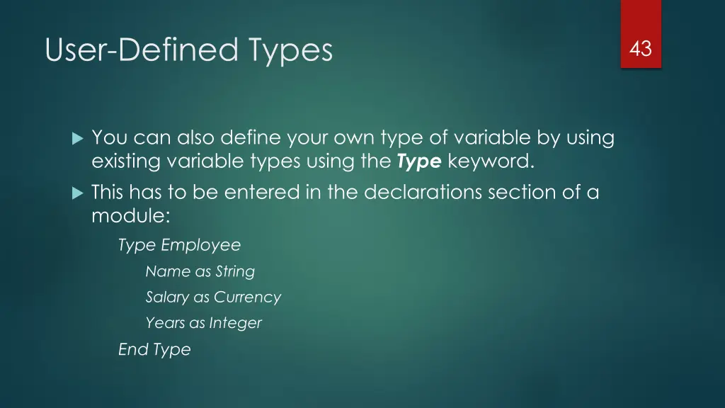 user defined types