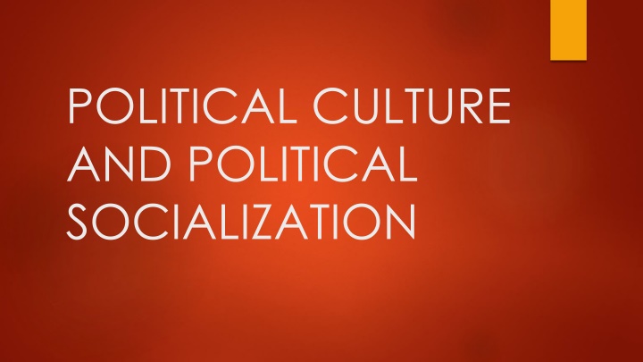political culture and political socialization