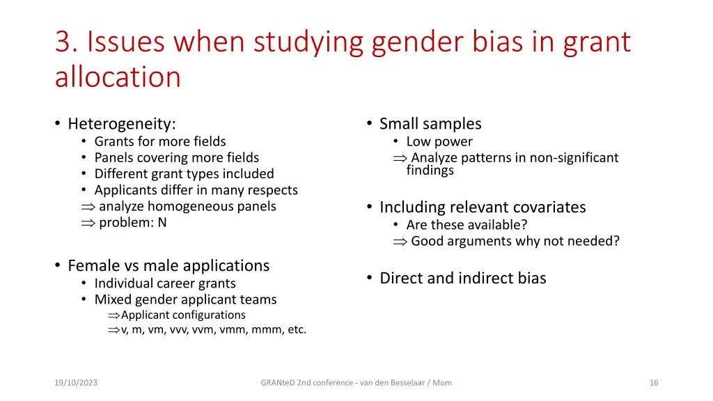 3 issues when studying gender bias in grant