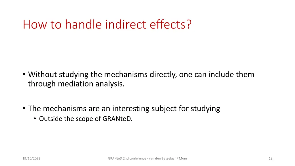 how to handle indirect effects
