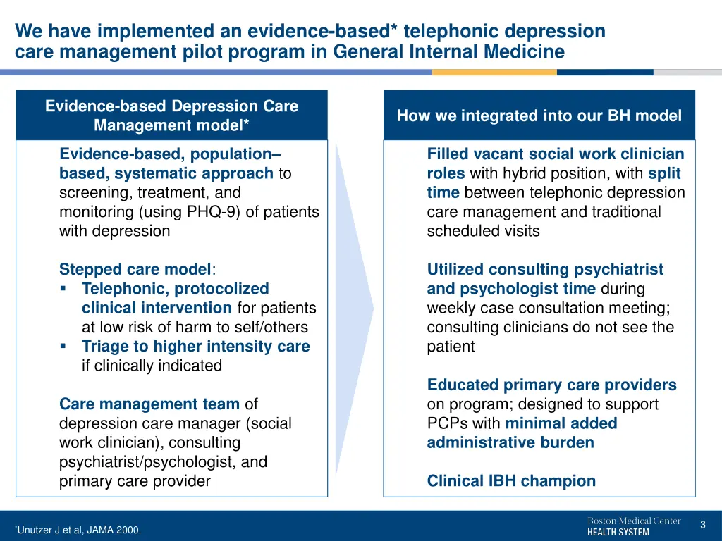 we have implemented an evidence based telephonic