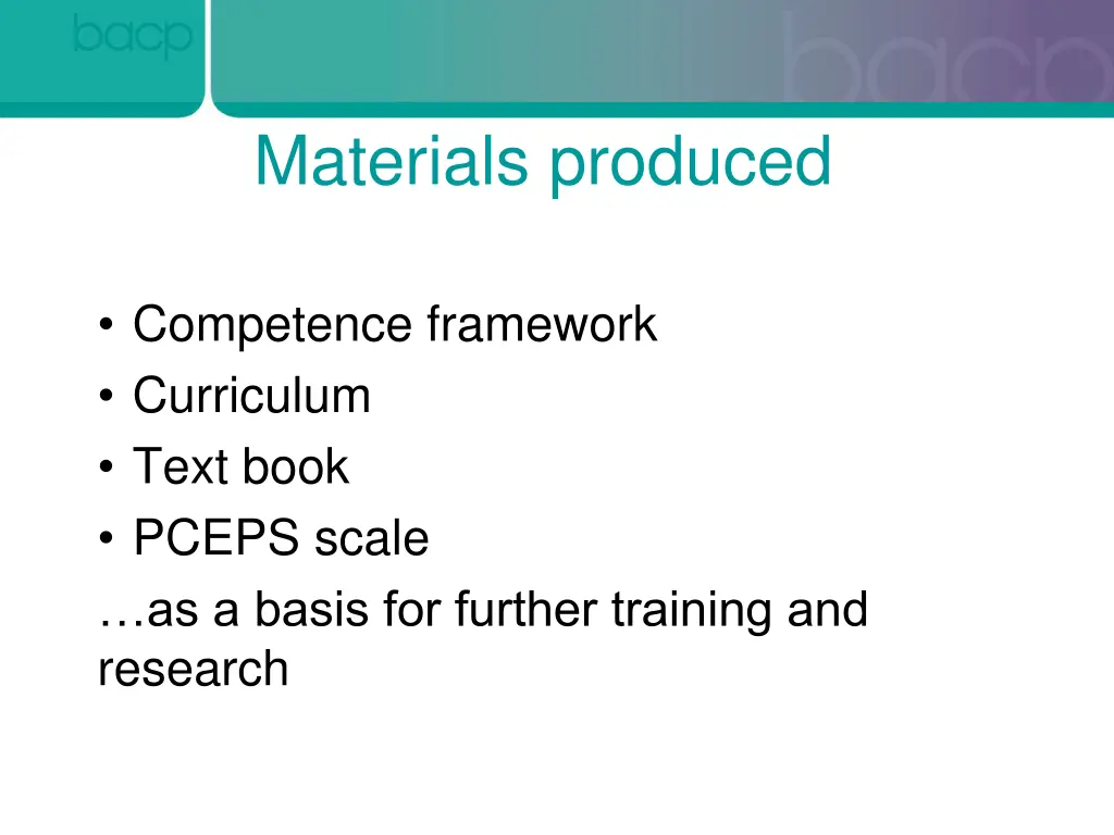materials produced