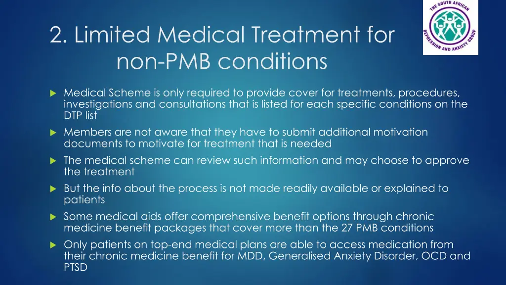2 limited medical treatment for non pmb conditions