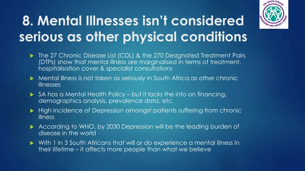 8 mental illnesses isn t considered serious