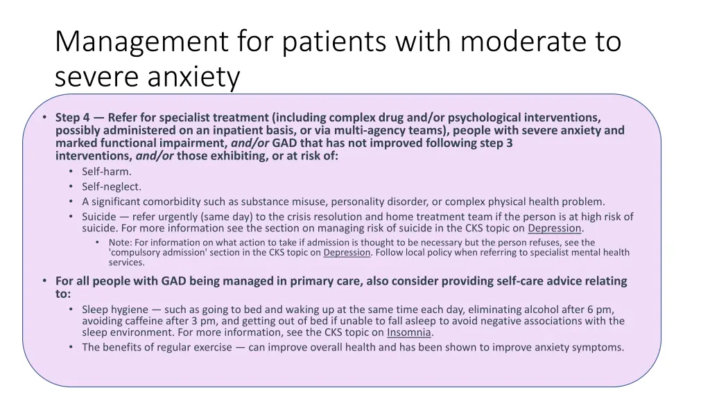 management for patients with moderate to severe 3