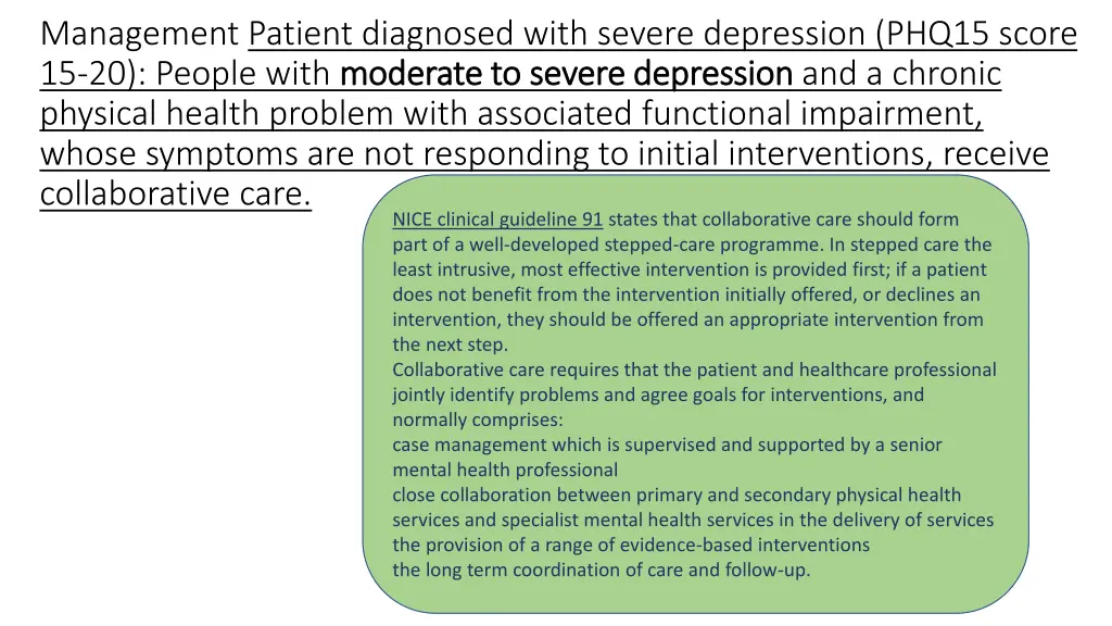 management patient diagnosed with severe