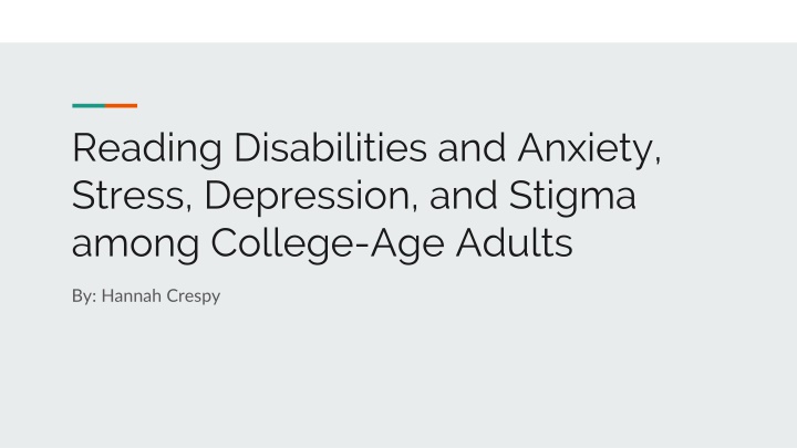 reading disabilities and anxiety stress
