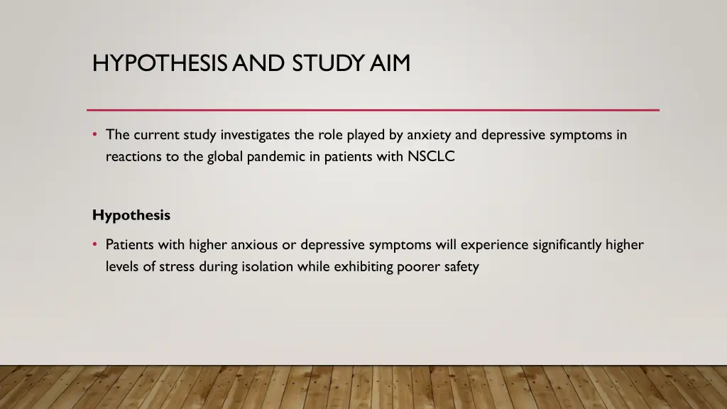 hypothesis and study aim