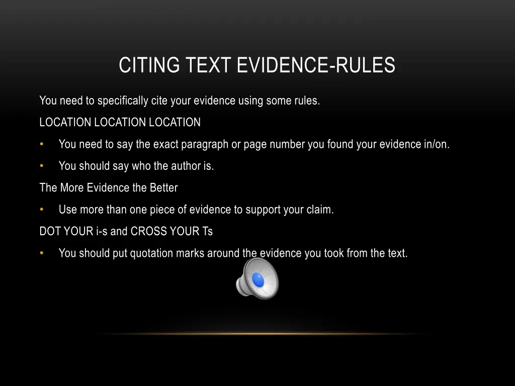 citing text evidence rules
