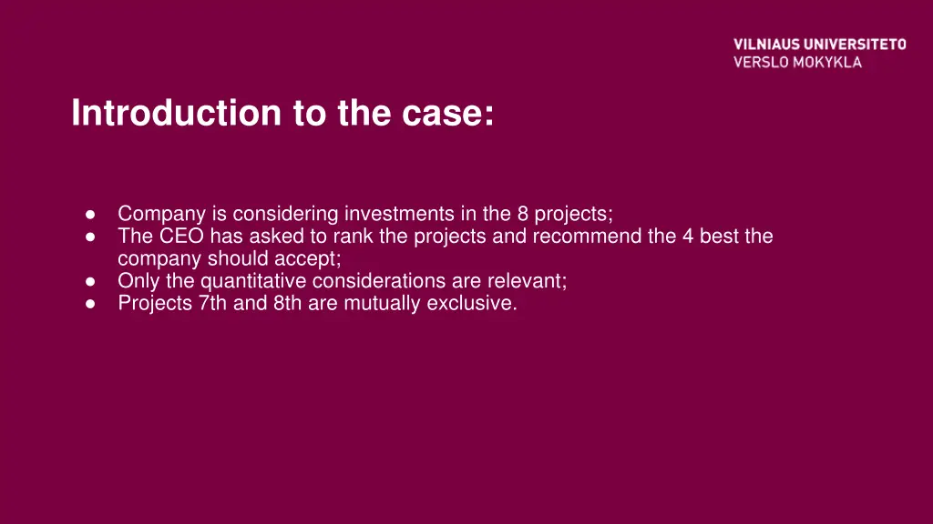 introduction to the case
