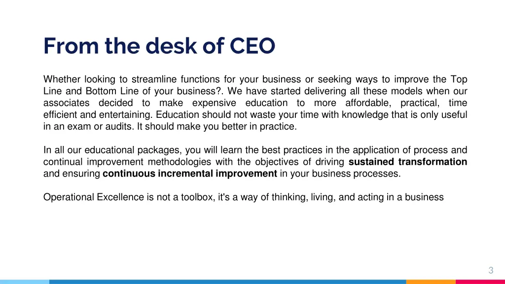 from the desk of ceo