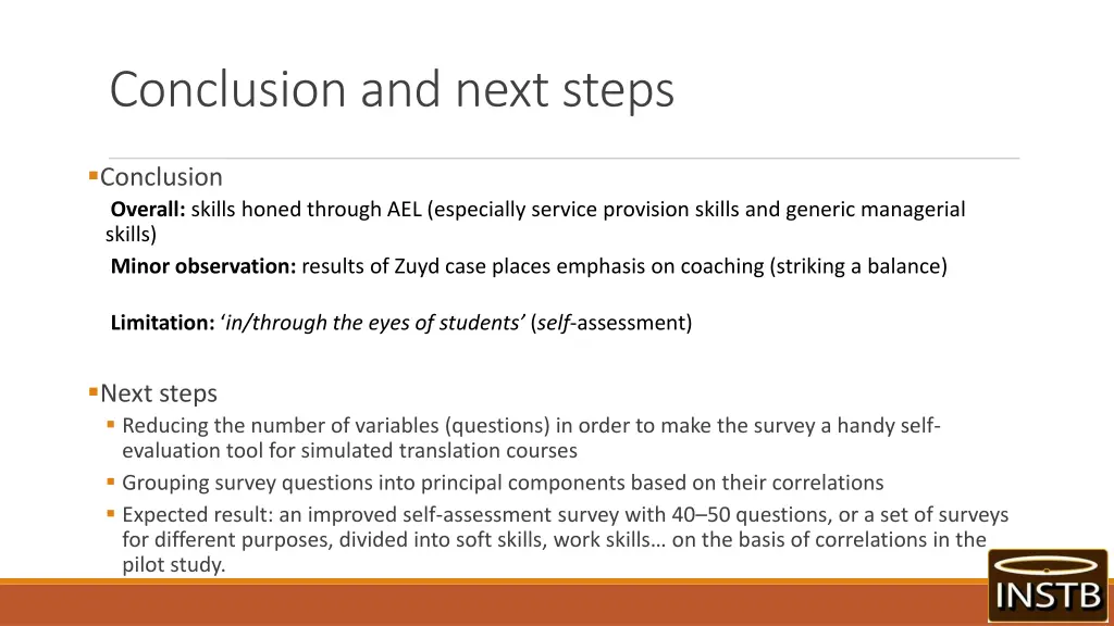 conclusion and next steps