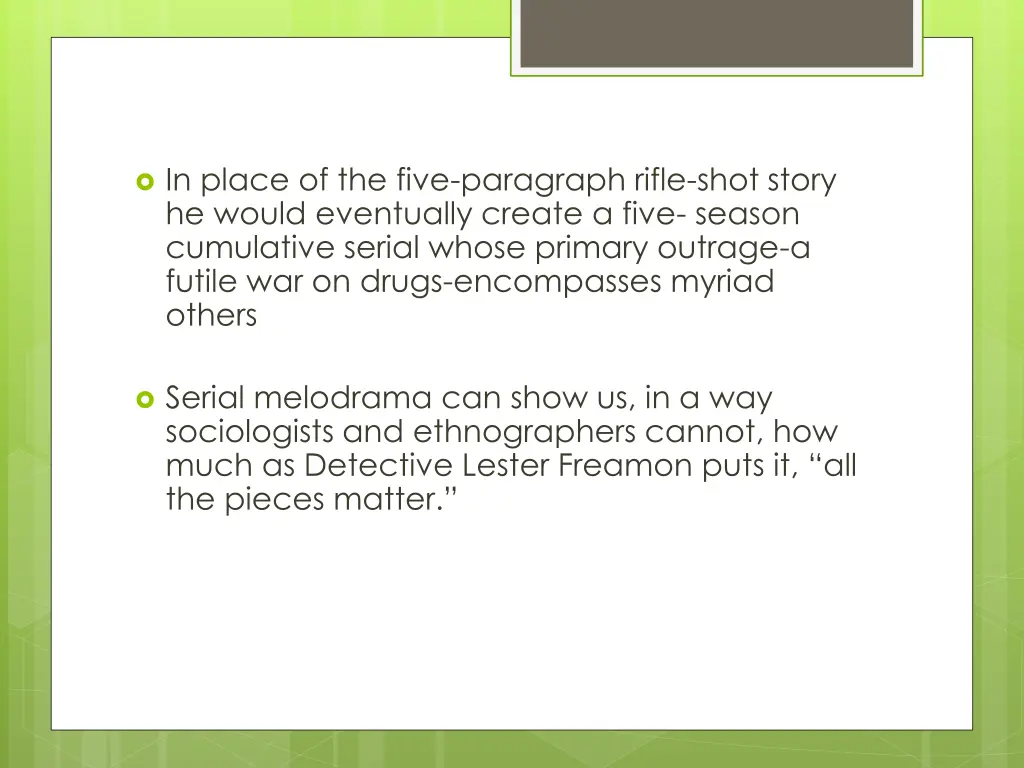 in place of the five paragraph rifle shot story