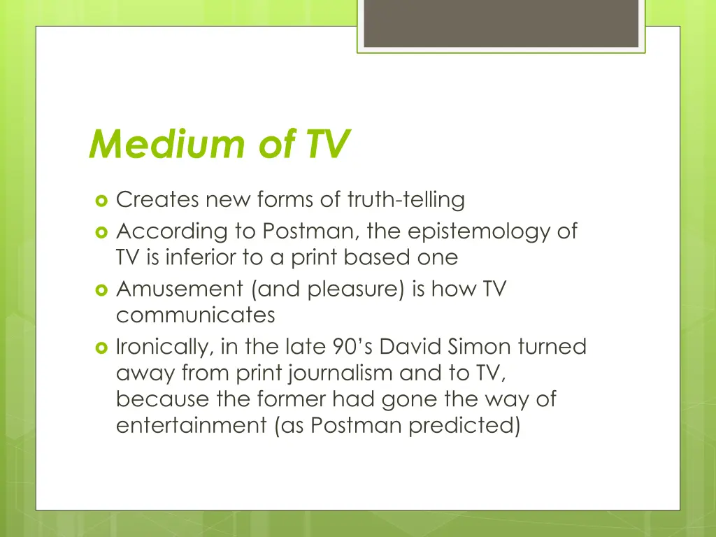 medium of tv