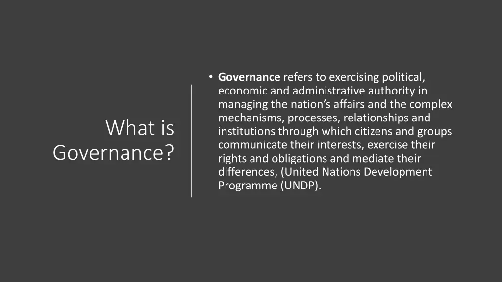 governance refers to exercising political