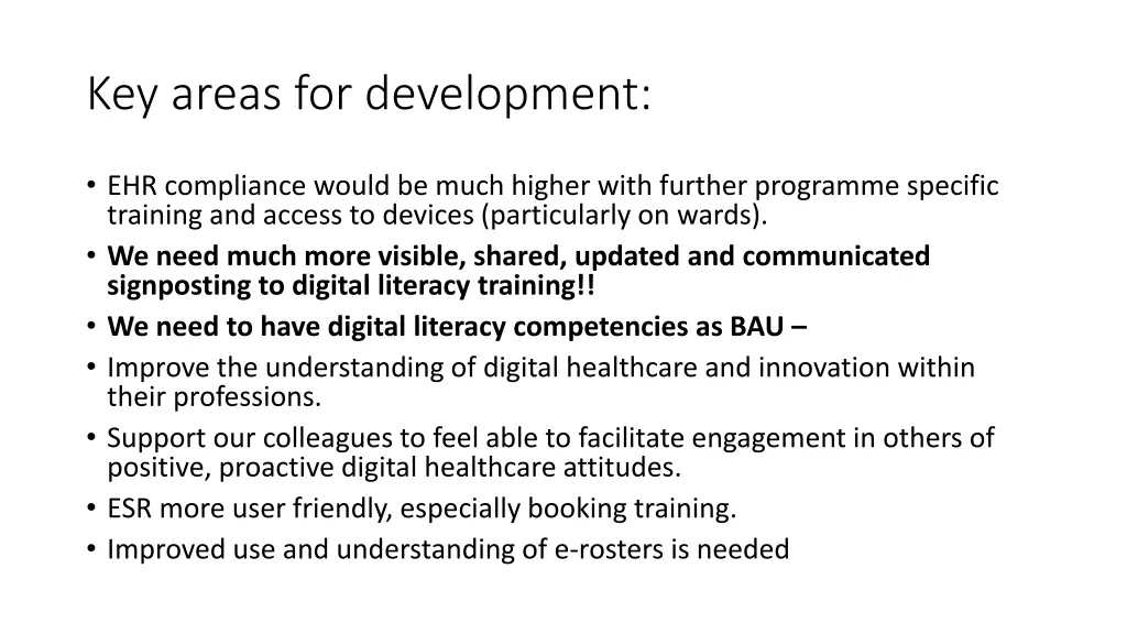 key areas for development