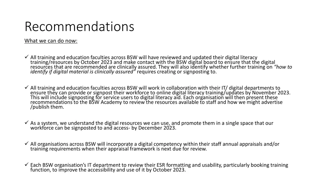 recommendations