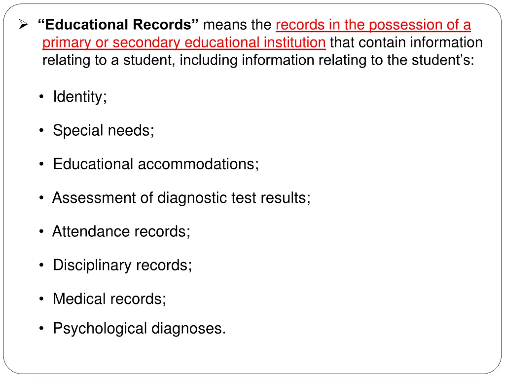 educational records means the records