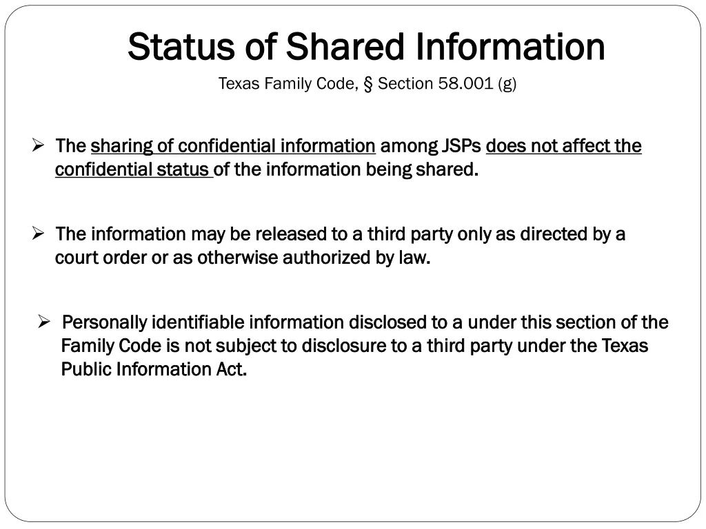 status of shared information status of shared